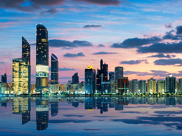 abu dhabi skyline at night